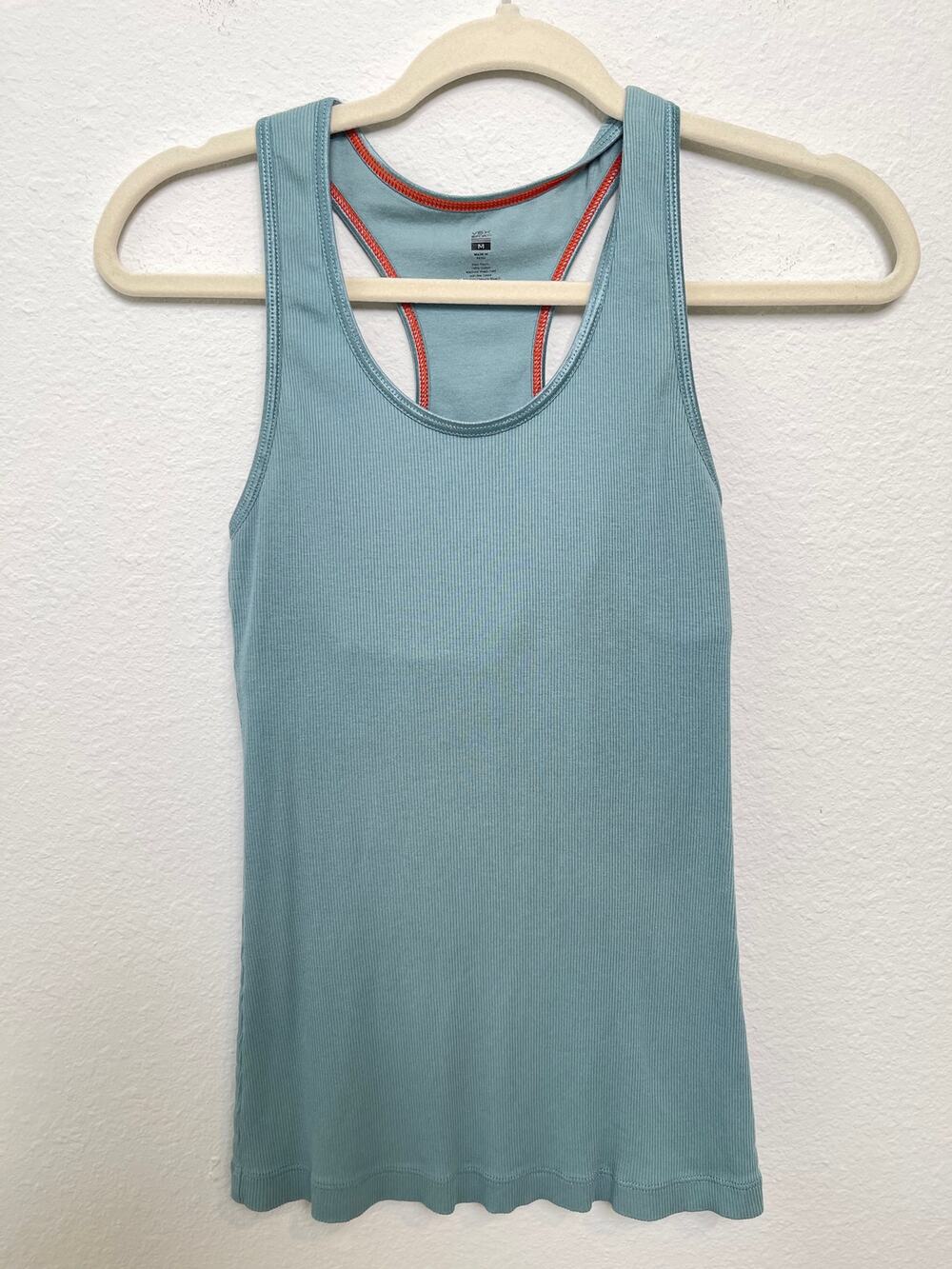 Victoria’s Secret VSX Sport Womens M Blue Ribbed Racerback Tank Built In Bra
